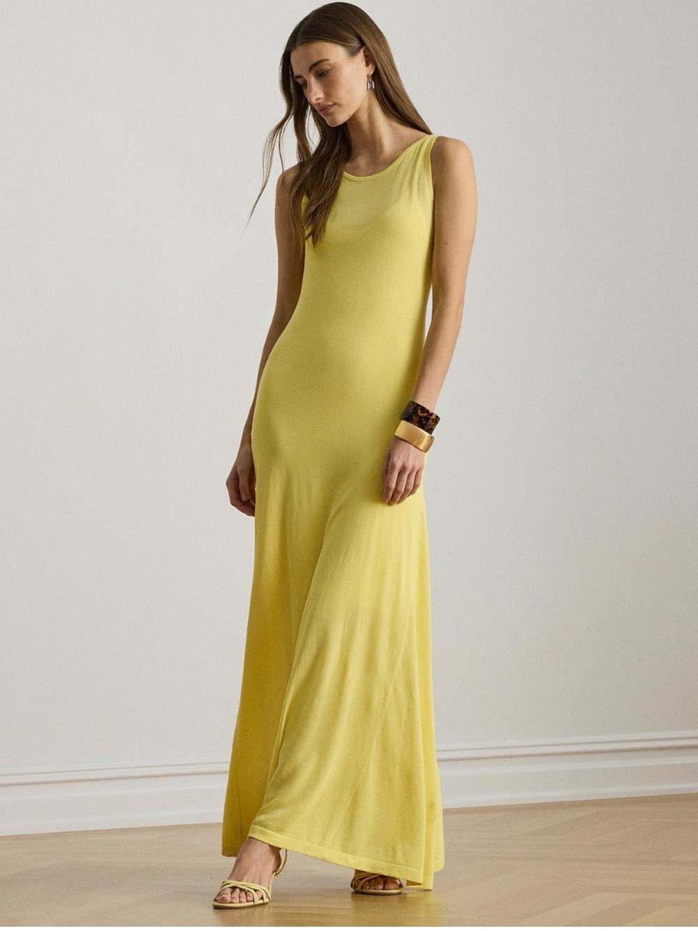Lauren Ralph Lauren Lemon Sorbet Sleeveless Maxi Dress